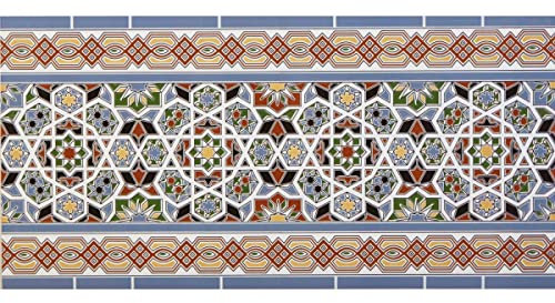 Casa Moro Orientalische Wand-Fliesen Bordüre Asni 50x25 cm bunt rechteckig | marokkanische Fliesenbordüre mit Mosaik Muster | FL50633B