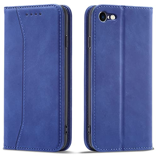 OKZone Kompatibel mit iPhone SE 2020/iPhone 8/iPhone 7 (4,7 Zoll) Hülle, Magnet Leder Tasche Handyhülle, Kartenfächer Schutzhülle, [Premium PU Leder] Flip Klappbare Magnetische Standfunktion (Blau)