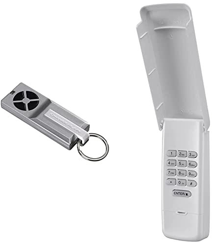 Chamberlain TX4RUNI - 4 Kanal Funk Handsender, Fernbedienung für Garagentorantriebe und Außentorantriebe & 747REV Funk-Codetaster 433MHz Aufputz