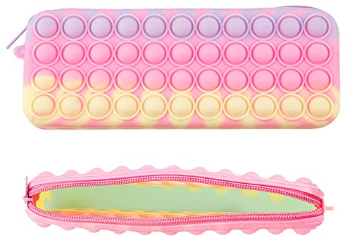 YALIHAIXIA POP Pencil Case Children's Silicone Toy Stress Relief Pen Pouch Pen Pouch Holder Box Pencil Case Suitable for Boys and Girls Christmas Presents New Year Presents School Students