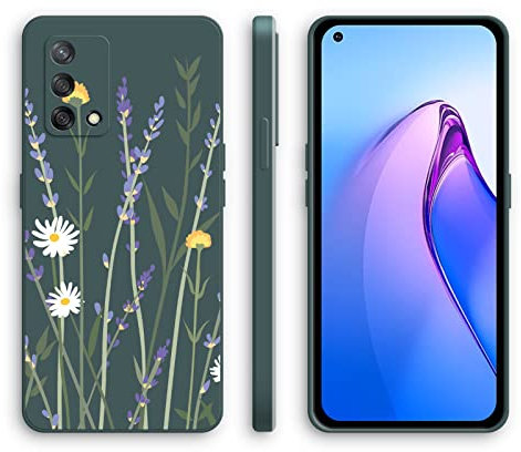 XINYEXIN Silikon Hülle für Oppo A74 4G mit Süßes Muster Ultra Dünn Gerade Kante Weiches Silikon Handyhülle Stoßfest Schutzhülle - Lavender, Green