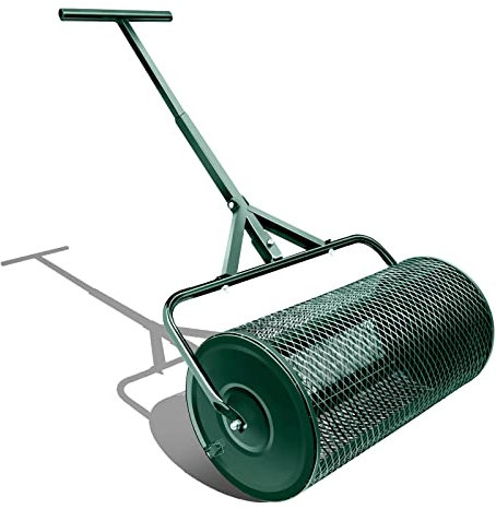 Wedyvko Kompoststreuer, Streuwagen 24 Zoll, Düngerstreuer mit Verbessertem T-förmigen Griff, Kompostwalze für Rasendünger, Streusalz und Rasensamen (Grün)