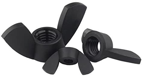 FEEIMOL Nylon Flügelmutter Kunststoff Flügelmuttern Daumenmuttern Schwarz M5 (20 Stück)