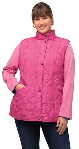 Ulla Popken Steppweste, Slim, Stehkragen, Ärmellos Gilet, Rose pâle, 48-50 Femmes