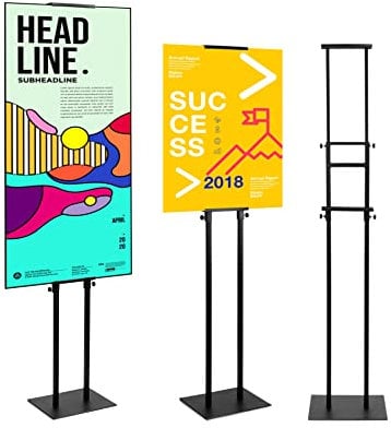 QWORK® Soporte para carteles de doble cara, Apto para alturas de carteles de 12 cm a 210 cm