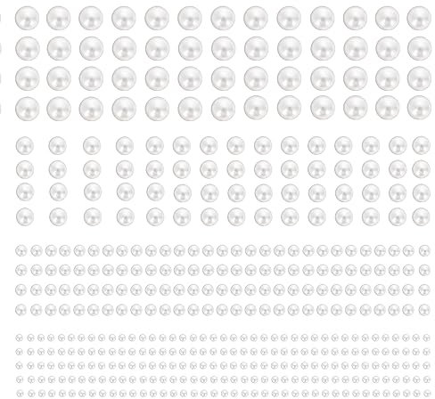 2800 Stück Selbstklebende Perlen Für Haare Halbperlen, 4 Größen Beige Perlen Zum Basteln Perlen Glitzersteine Aufkleber Selbstklebend Zum Basteln Für Gesicht Körper Nägel Haare Make up (3/4/5/6mm)