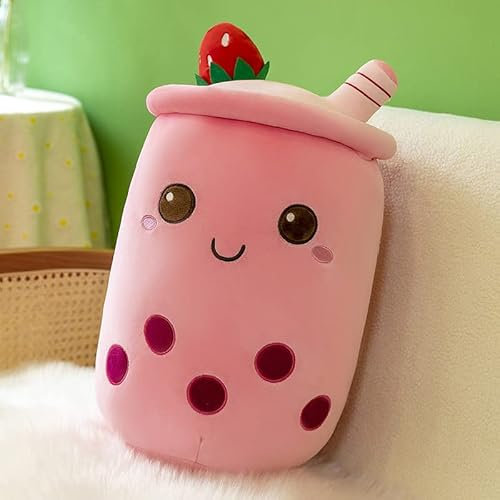 DAWRIS Bubble Tea Plüschkissen, Plüschtier Stofftier Boba Tea 25cm ilchtee Tasse Plush Plüschkissen Weich Kuscheltier Plüschkissen Spielzeug für Weihnachten, Geburtstag (Grün) (Rosa)