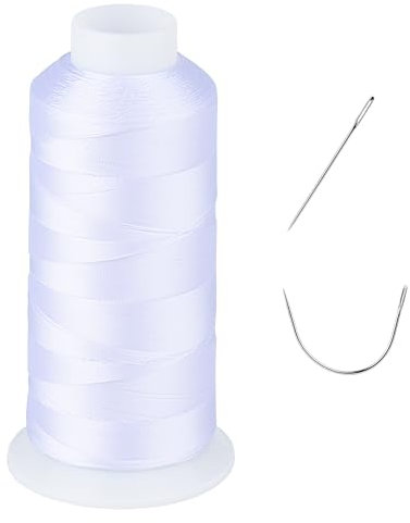 UV-beständig – strapazierfähiges Outdoor-Faden für Hand- oder Maschinennähen – Simthread 100 % Polyester, gebondeter Faden, Tex 69 (12 Watt) – 1377 m, NP-Weiß