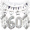 Silber Geburtstagsdeko 60 Jahre Frauen Mann,ballon 60 Geburtstag Frauen Deko, Luftballons 60. Geburtstag Dekoration Frau silber ,Party Deko 60. Geburtstag Männer 60 Jahre Frau Geburtstagsdeko