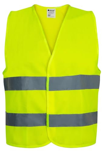 PROOF COMFORT & SAFETY Warnweste Auto Reflektorweste Leuchtweste Fahrrad Fahrradweste Reflektierend Sicherheitsweste Reflektierende Weste Unfallweste Pannenhilfe 1 Stück Leuchtend Gelb XL