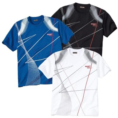 ATLAS FOR MEN - 3er-Pack Herren T-Shirts - Rundhalsausschnitt - Kurze Ärmel - Verfügbar in großen Größen von M bis 5XL