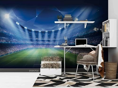Poster Geant Mural Personnalisé Lumière de terrain de football modèle 3D Grande Mural, pour Salon, Chambre d'enfant, Chambre Décoration Poster Papier Peint,120 * 80cm