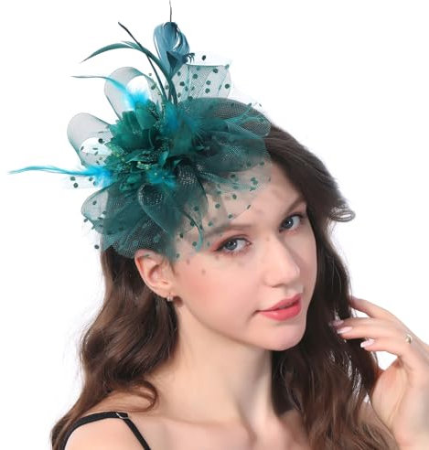 Ladiery Damen Fascinators Hut für Tea Party Mesh Blume Feder Perlen Kentucky Derby Hüte mit Stirnband und Clip für Mädchen