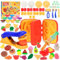 Crelloci Kitchen Creations Dough Tools Set, 39Pcs Cooking Book Play Color Dough Accessories with Extruder, Roller, Cutter, Burger Molds, Kit for Kids Aged 3+ (12 Colors)