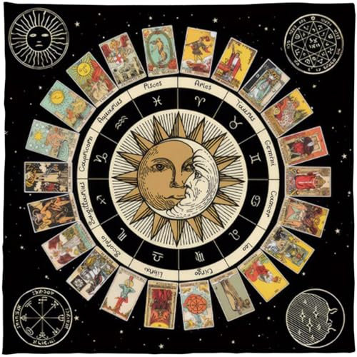 Fahoujs Astrologie Tarots Tisch-Altartuch, metaphysische Brettspiel-Matte, Pendel, Wahrsagungen, Altar, Tischdecke, Brettspiel, Karten-Pad, Pendelmatte für Wahrsagungen, Tarotkartentuch zum Lesen