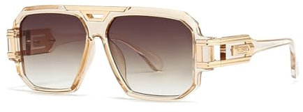 Junsika Übergroße Retro Sonnenbrille für Herren Modische Quadratische Pilot Vintage Designer Sonnenbrille