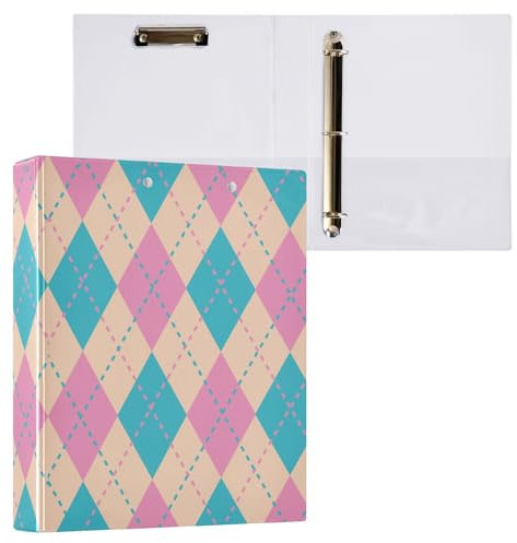 3,8 cm große Ordner mit drei Ringen, Vintage-Farbe, Argyle-Mappe mit Taschen, 3 Löcher, Ordner für Schule, Büro, 2 Stück