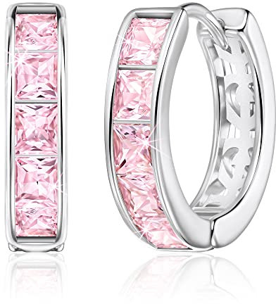 Linawe Rosa Creolen Ohrringe Silber, Helix Piercings Schmuck Damen, Piercing Ohr Ohrstecker Damenohrringe, Ohrringe Hängend Conch Piercing Ohringe Weißgold