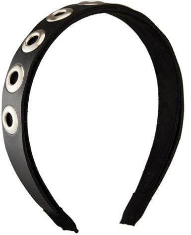HUIFACAI Punk Stil Leder Stirnband mit Nieten Haarteile Verstellbarer Gothic Haarreifen für Cosplay und Halloween Kostüm