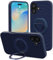 Mowei Compatible with iPhone 16 Case, Magnetic Dual 360° Comfort Ring Grip Holder Stand, Military-Grade Drop Protection with Built in Kickstand, Anti-Slip Edge-Steel Blue