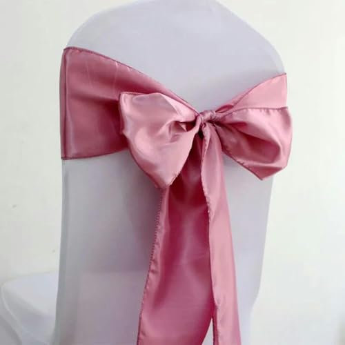 LPUKOI Lot de 25 nœuds de Chaise en Satin Rose avec nœud Papillon pour décoration de fête, événement, hôtel, Banquet, 17 x 275 cm, Rose poudré