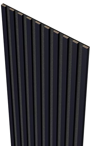MEBANO. Bleu indigo Lamelles Acoustiques sur Feutre Noir 240x53 cm Panneaux Muraux Acoustiques Absorption Sonore et Décoration Murale élégante Panneaux Muraux en MDF