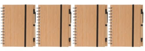 Lurrose 4 Set Di Blocco Note Per Notebook In Pelle Di Bambù Tableta De Escritura Blocchetti Per Appunti Quaderni A Spirale Blocchetto Per Appunti Con Penna Il Taccuino Blocchetti Per