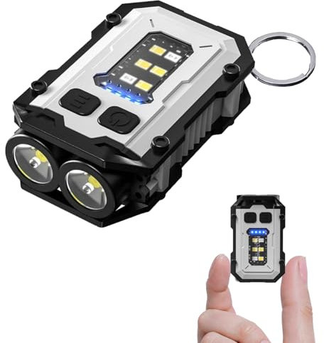 WARSUN EDC Lampe de poche LED rechargeable, lampe de poche porte-clés, lumière portable, résistante à l'eau, légère et durable, pour les urgences, le camping, la randonnée et un usage quotidien