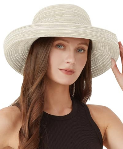 Zylioo XL/XXL Roll Up Straw Sun Hats for Women,Summer Beach Holiday Hat for UPF50+ Sun Protection