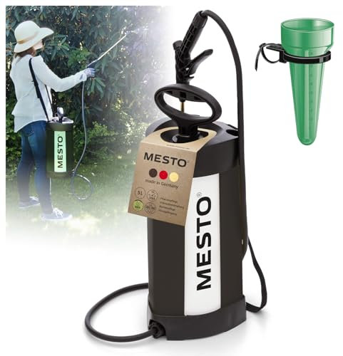 MESTO PICO Black Edition Drucksprühgerät 5L Set inkl. MESTO Regenmesser | Drucksprüher 3 Bar | Drucksprühflasche Haus & Garten | Pumpsprühflasche für Pflanzen | Unkrautvernichter & Pflanzenschutz