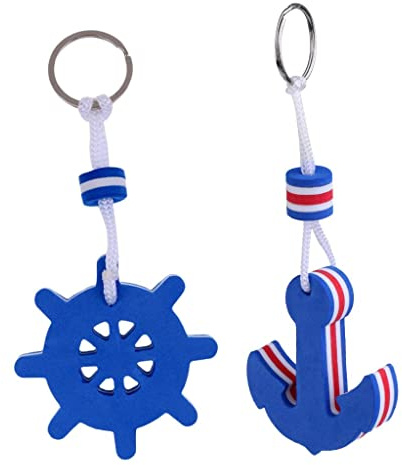 Schlüsselanhänger mit schwimmendem Anker und Ruder, Blau