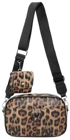Damen Tasche Cross Over Body Bag Brusttasche Umhängetasche Schultertasche Brieftasche Smartphone Geldtasche Abend Handy Clutch Leopard