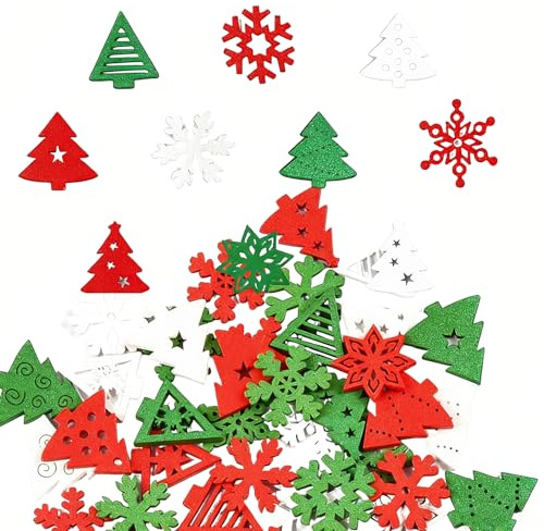 100 Stück Streudeko Weihnachten Holz,Schneeflocken Deko Weihnachtsbaum,Weihnachtsdeko Holz Confetti Snowflake,Weihnachtsdeko Tischdeko Konfetti Decorations,Christmas Holzschneeflocken Holzdeko