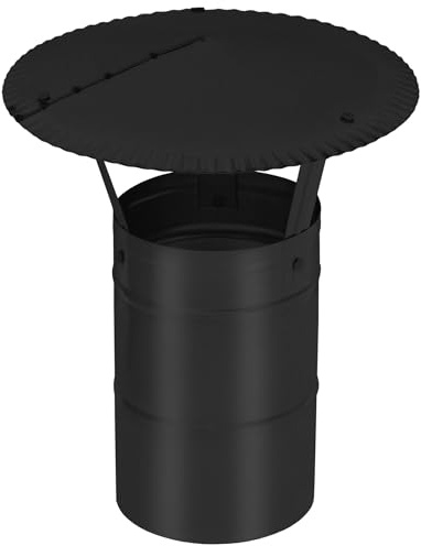 KOTARBAU® Comignolo Antivento - Comignolo Canna Fumaria - Acciaio Zincato e Verniciato a Polver - ø 120 mm - Nero - Terminale Canna Fumaria - Cappello per Camino - Fumaiolo Stufa a Pelle