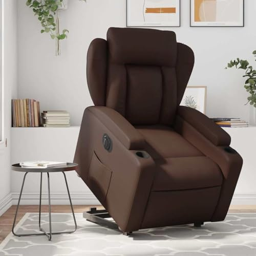 Frdhee Verstellbarer Relaxsessel Fernsehsessel,Relaxsessel mit Aufstehhilfe Elektrisch Braun Kunstleder,Für Wohnzimmer,Modern,Ergonomisch