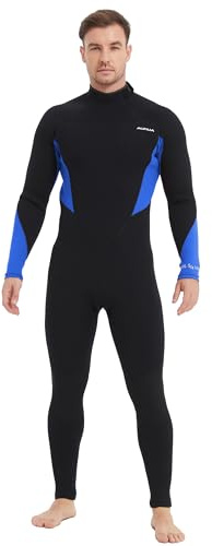 Aunua Herren 5mm Neoprenanzug mit GBS-Nähten und Rückenreißverschluss | Hoch Dehnbarer, Wärmeisolierender Neopren-Vollanzug, Geeignet für Tauchen, Surfen, Schwimmen, Kajakfahren und Schnorcheln