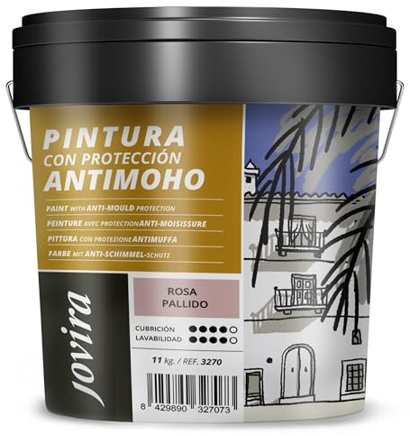JOVIRA PINTURAS Pittura Antimuffa. Previene la muffa. Resistente alla comparsa di muffe sui muri. Aspetto opaco. (11 Kg, Rosa Pallido)