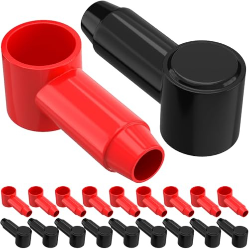 HAAMNING7 Silicone Terminal Covers, Slicone Terminal Protector Boot Compatible with 1/0-4/0 AWG Wire, for Power Junction Block Battery Stud Solar Wiring (20 Pack)