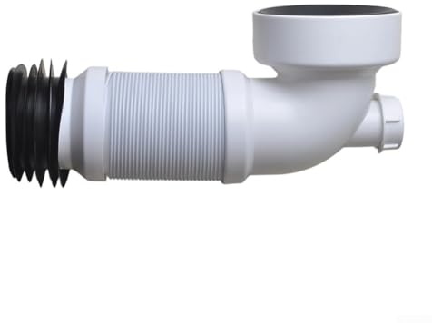 Toilet Pan Connector 110mm | Flexible Soil Pipe Extender with 90 Degree Bend for UK Drainage | Curved PVC For Sewage Pipe Fitting with Steel Wire Skeleton