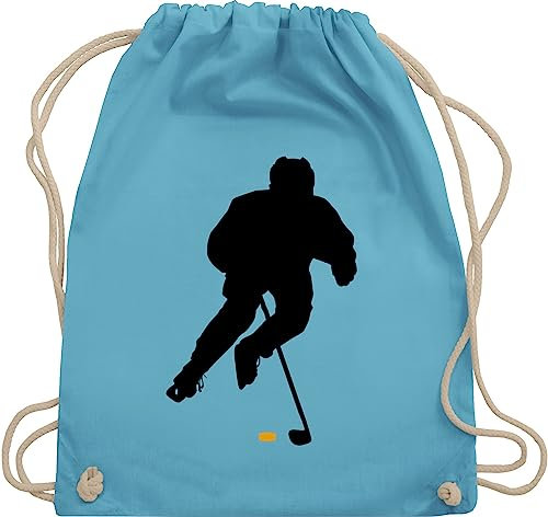 Turnbeutel Rucksack - Eishockey Spieler - Unisize - Hellblau - eishockey-fanartikel kinderturnbeutel hockey beutel icehockey geschenk sport tasche kinder 25. geburtstag stoffbeutel geschenke baby