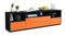 Stil.Zeit TV Schrank Lowboard Azula, Korpus anthrazit matt, Front Hochglanz-Design Mandarine (180x49x35cm), mit Push-to-Open Technik & Leichtlaufschienen