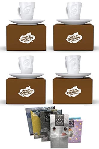 FIFTYEIGHT PRODUCTS Fiftyeight Espressotassen/Becher, Set mit 4 Servietten, 80 ml, gekürzt & köstlich & köstlich