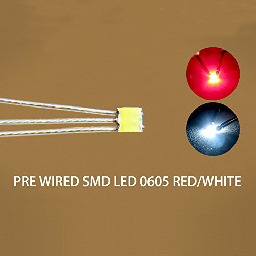 Evemodel DT0605RW NEU 20 STK. Bi-Color SMD LED rot/Weiss 0605 +Microlitze 20cm