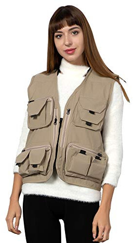 Ziker Gilet da donna in rete traspirante ad asciugatura rapida Safair Cargo pesca viaggio gilet con tasche multiple