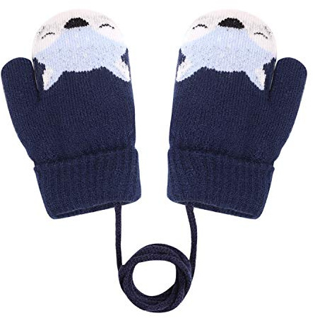 RUIXIA Moufle Hiver Fille Garçon Moufle Epais Enfant Gant Tricoté avec Ficelle Gant Chaud Moufle Mignon en Motif de Cartoon pour Enfants de 3 Ans