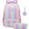 Schultaschen Mädchen Regenbogen Glitzer Rucksack Teenager Set Bunte Schulrucksack Damen Lässiger Tagesrucksack für Schule Reise Arbeit 30 x 13 x 38 cm