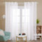 Deconovo Gardinen Schals Ösenvorhang Transparent Gardinen Wohnzimmer Vorhang Stickerei 229x140 cm Weiß Blatt 2er Set