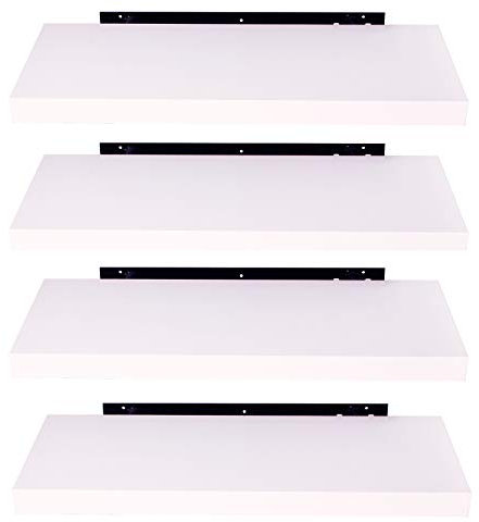 EUGAD Wandregal Wandboard 4er Set Hängeregal Holz Board Modern Weiß 80x22,9x3,8cm 0044QJ-4