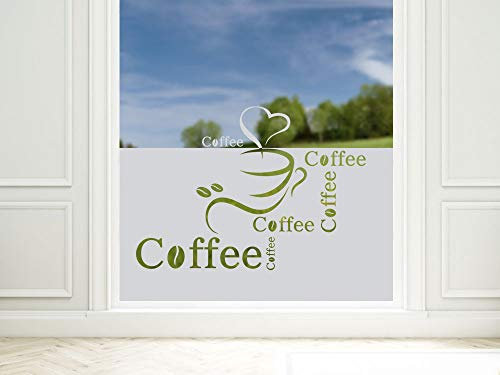 GRAZDesign Fensterfolie Küche Blickdicht Kaffee Motiv Sichtschutzfolie selbstklebend - 80x57cm / Silbergrau