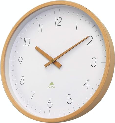 ALBA HORTREE Wanduhr, Holz (Buche)/Glas, holzfarben, 30 cm